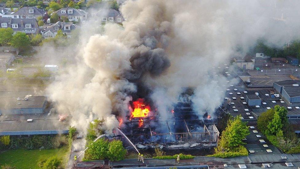 Firefighters tackling the blaze