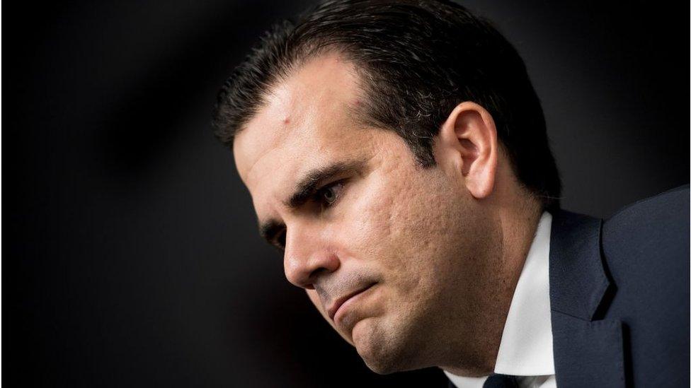 Governor Ricardo Rossello listens during a press conference on Capitol Hill January 10, 2018