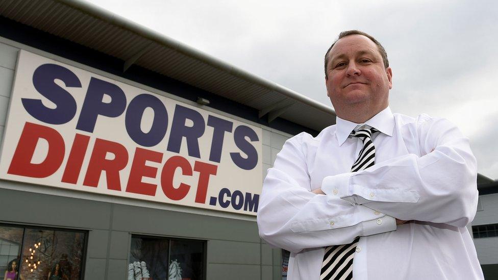 Mike Ashley outside Sports Direct