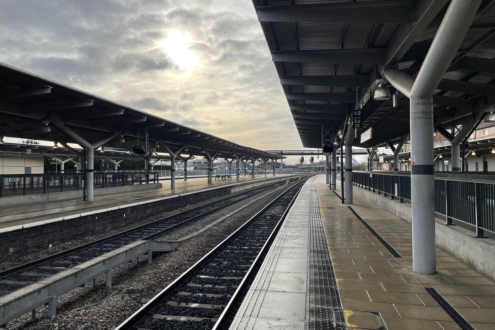 Derby railway station on 3 February 2023