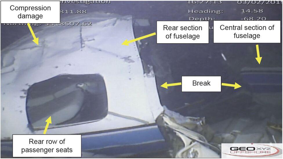 Photograph of the plane's wreckage show the damage done to the aircraft