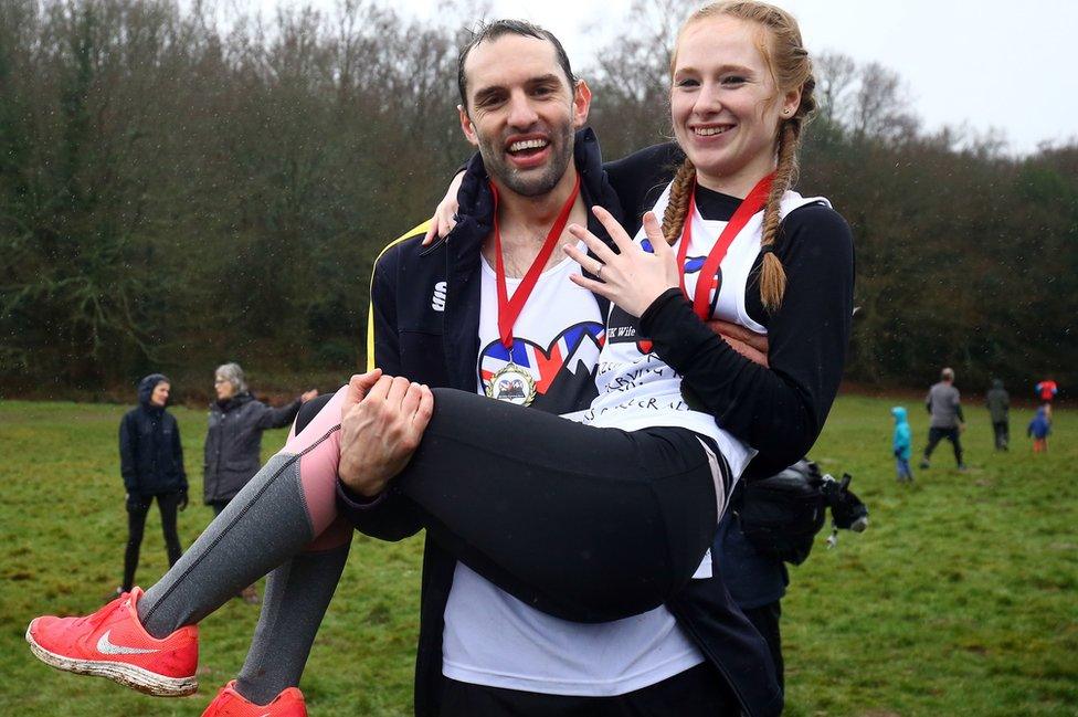 Christopher Hepworth and his partner Tanisha Prince after he proposed to her