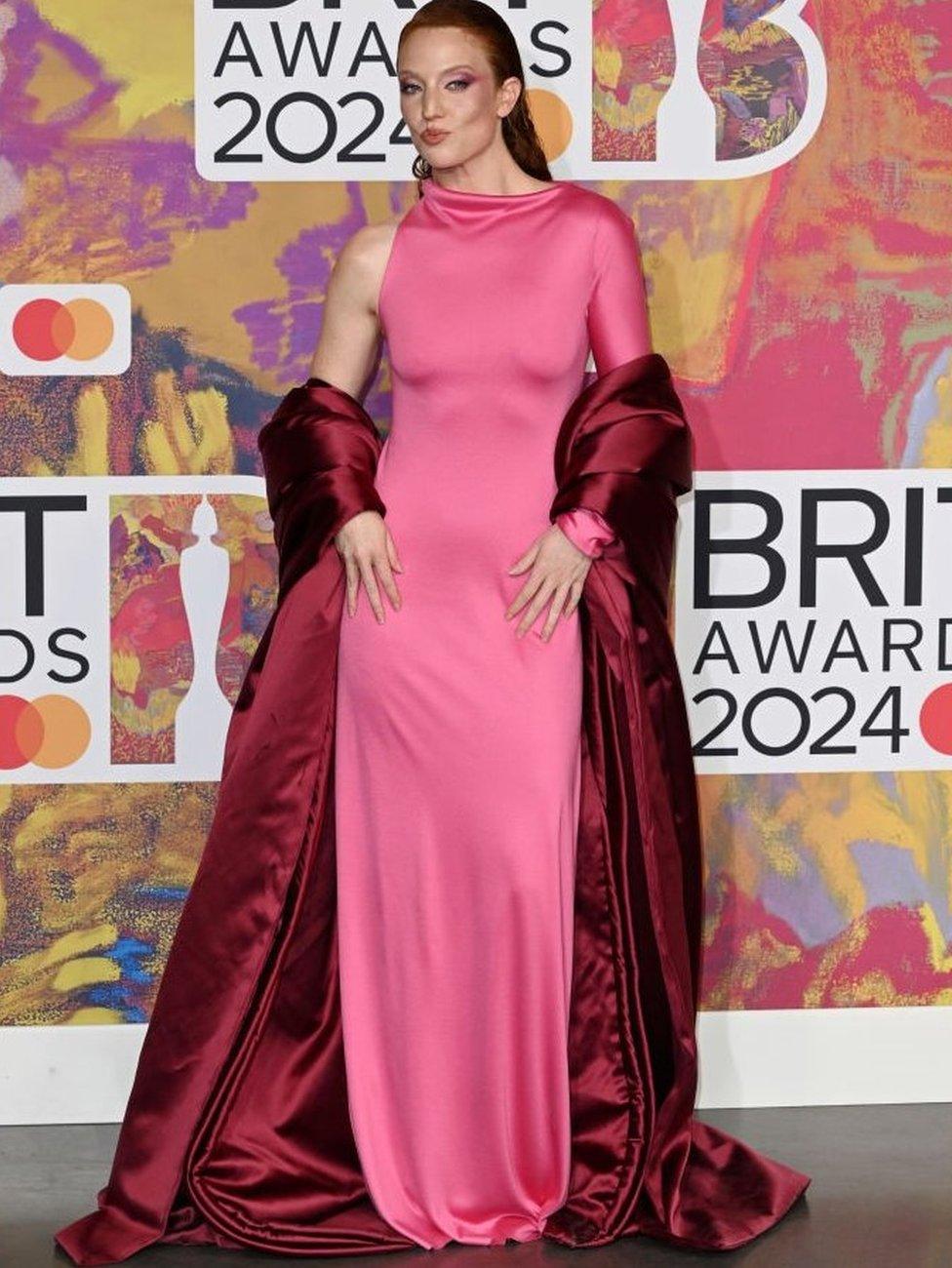 Red carpet in pictures Long black dresses pops of neon and a giraffe at the Brit Awards BBC News