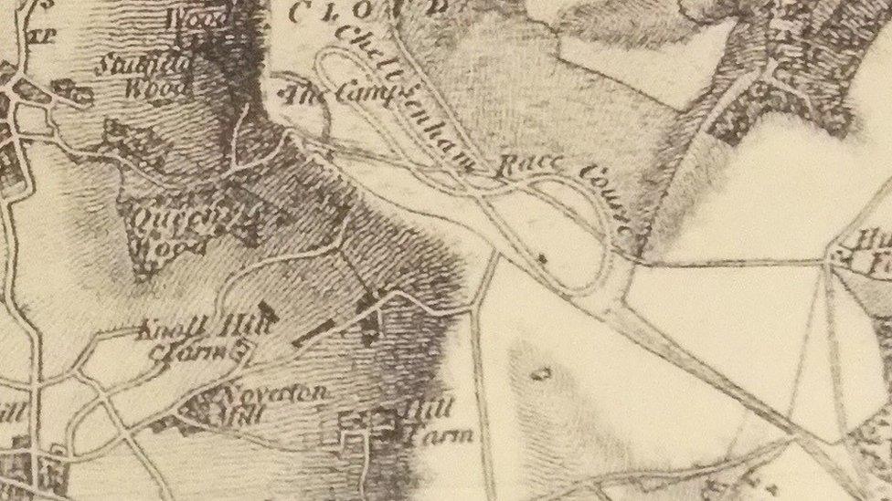 An old yellow map of the racecourse