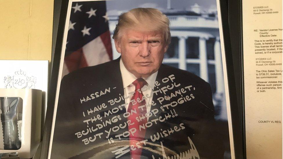 An autographed photo of President Trump