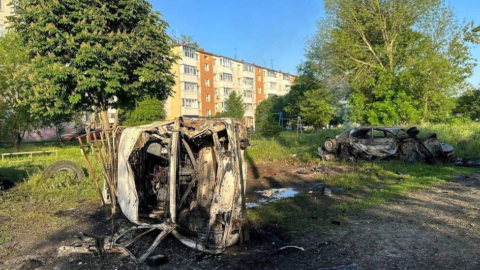 Destroyed vehicles in the Belgorod region, Russia. Photo: 31 May 2023