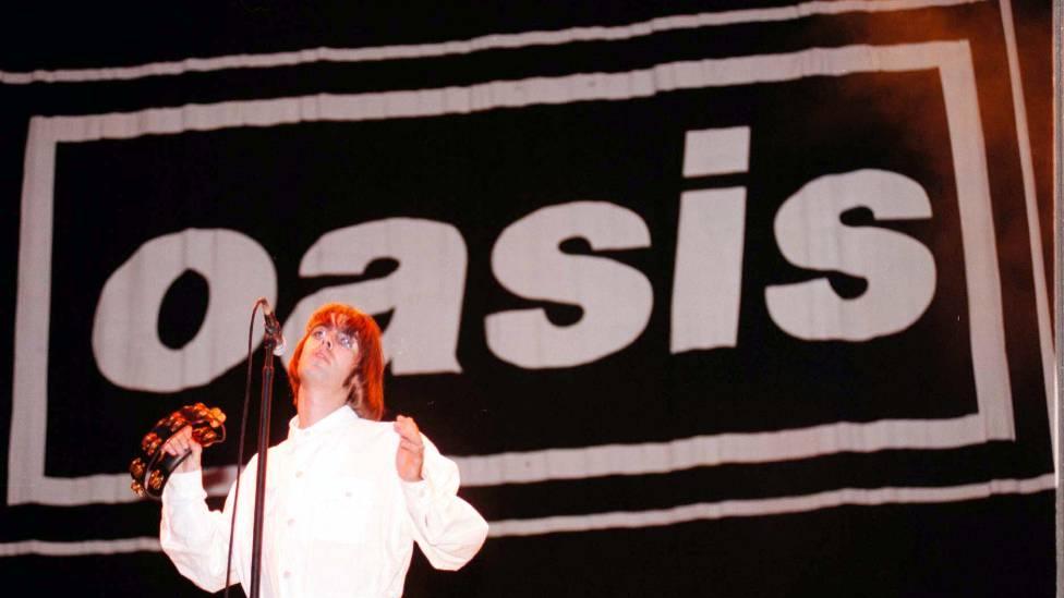 Liam Gallagher at Knebworth in 1996