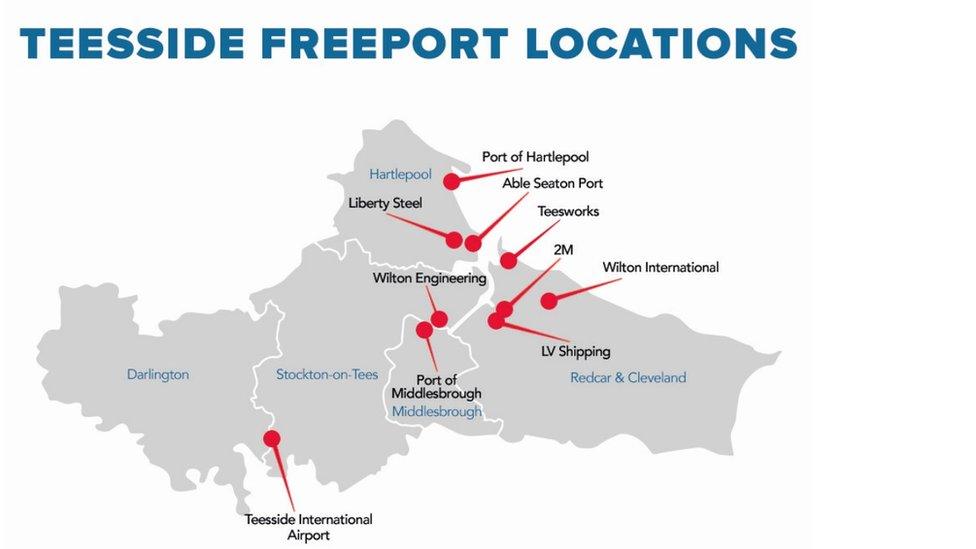 Teesside Freeport locations graphic