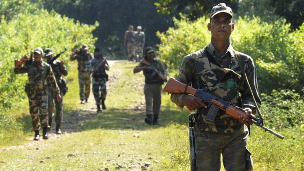 A CRPF unit during an area domination patrol in 2013 in Sukma