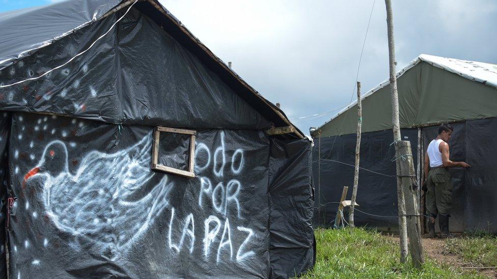 FARC rebels' tents in Mesetas