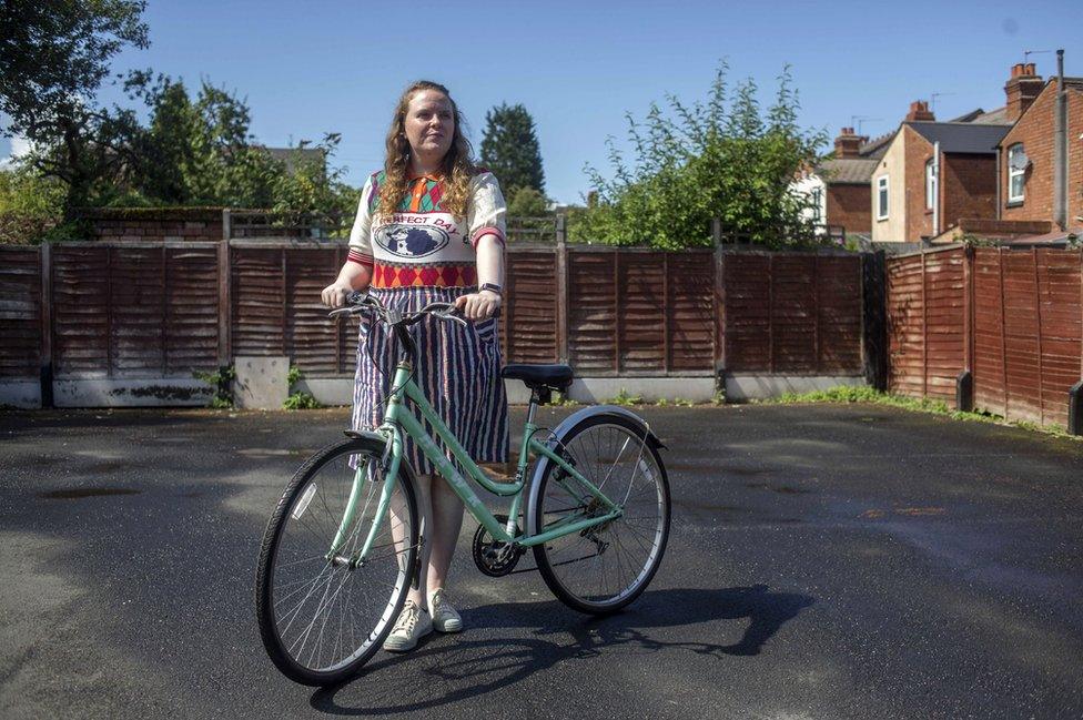 Louise Byng with bicycle