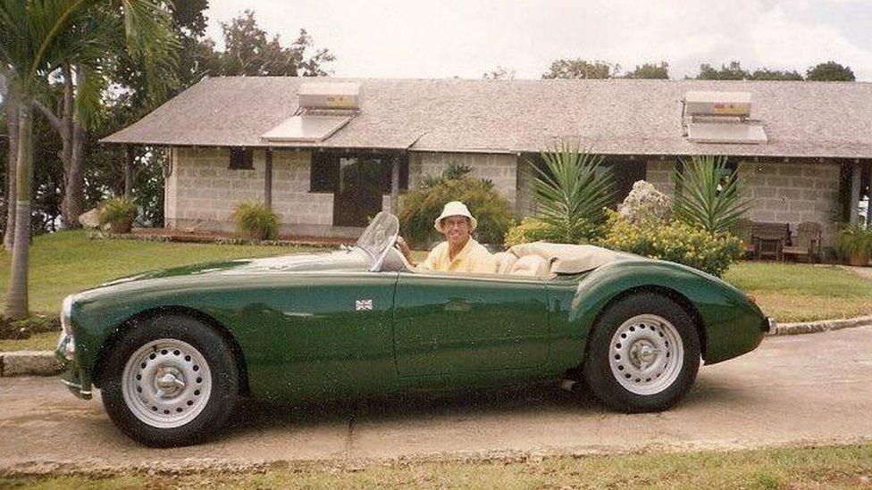 Robert Davis in the MG in Barbados in the 1990s