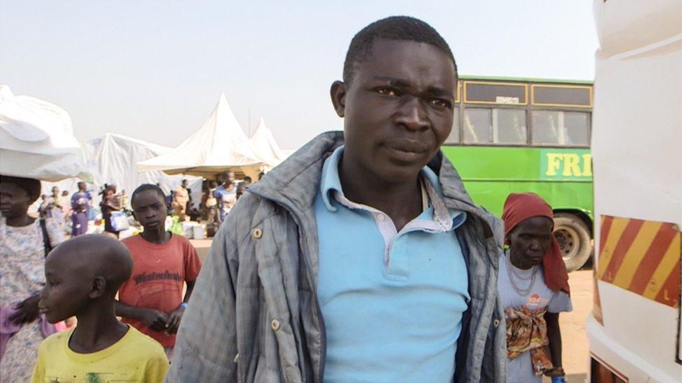 Refugee Amos Otima walked many days through the bush to escape the atrocities