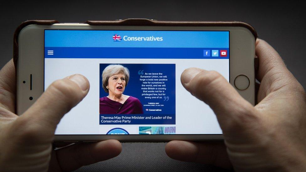 Conservative Party website on iPhone