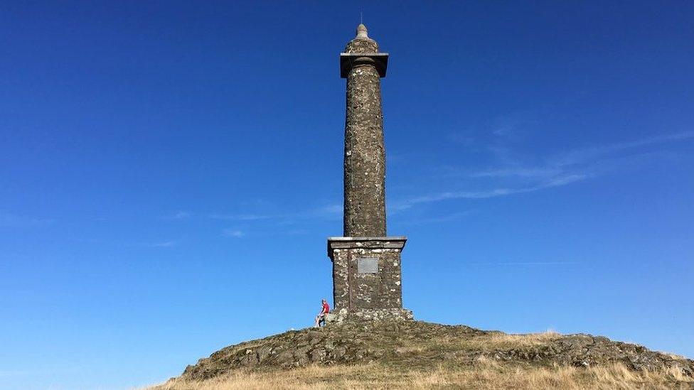 Rodney's Pillar at the top of a hill