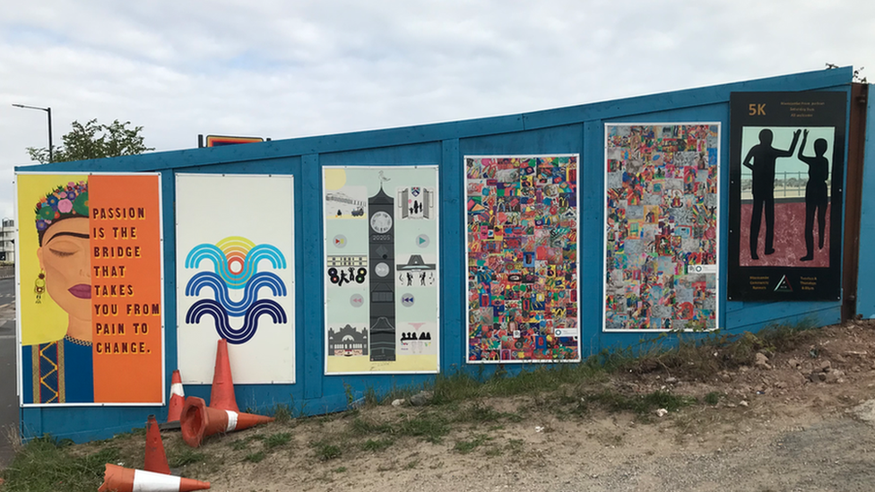 A row of artwork