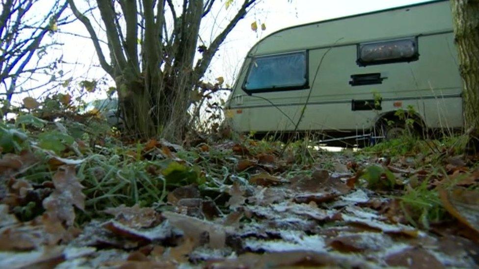 Wayne Cooper's caravan on the outskirts of Boston