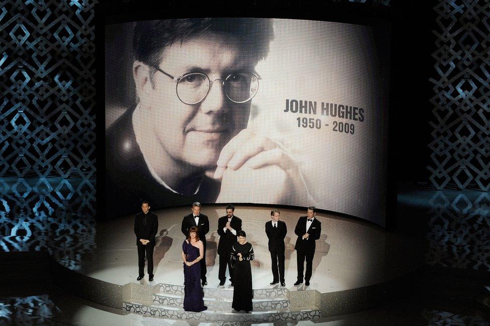 Stars of his films present a tribute to John Hughes onstage during the 82nd Annual Academy Awards in 2010