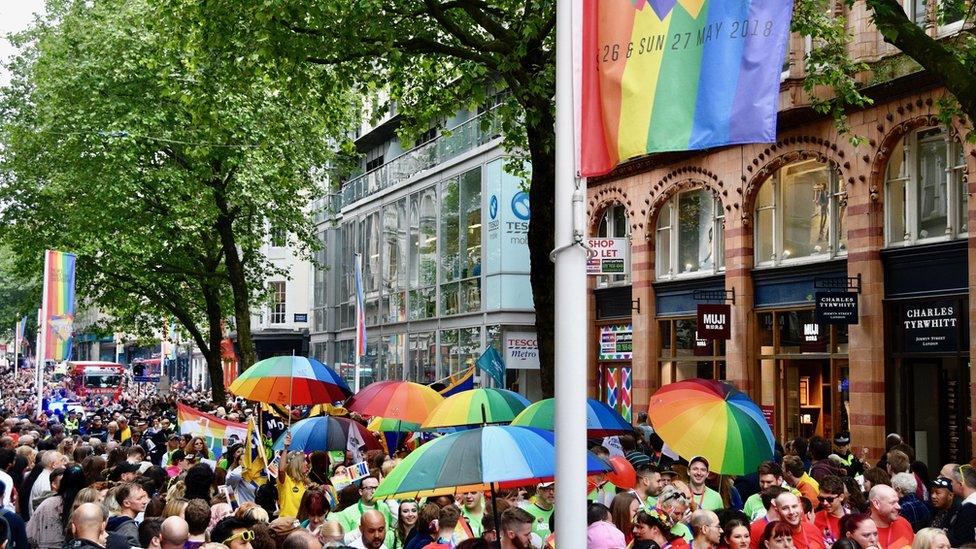 New Street crowds watching Birmingham Pride