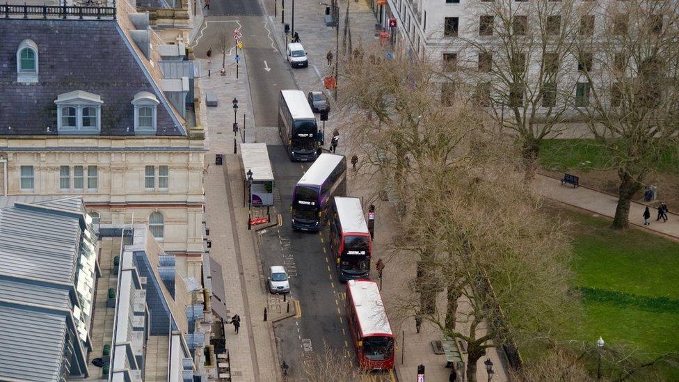 Buses on Colmore Row