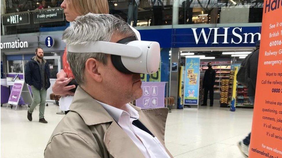 man wearing VR headset