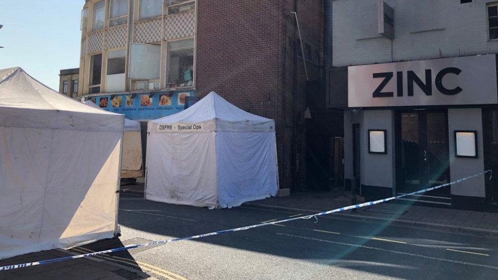 Investigation scene in Exeter city centre