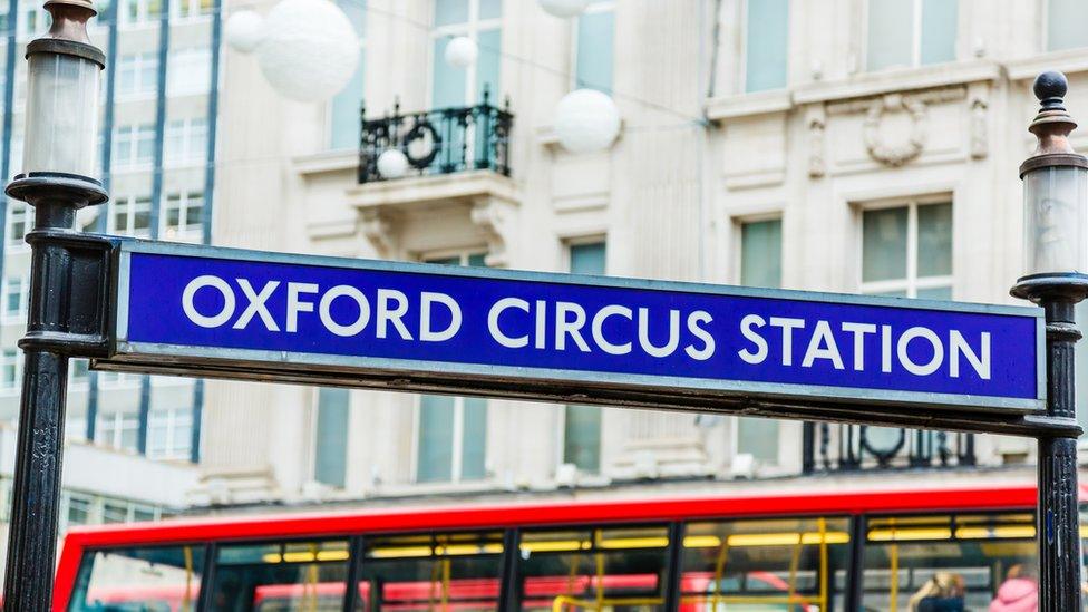 Oxford Circus station sign