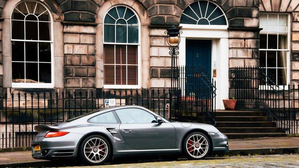 Porsche parked in Edinburgh street