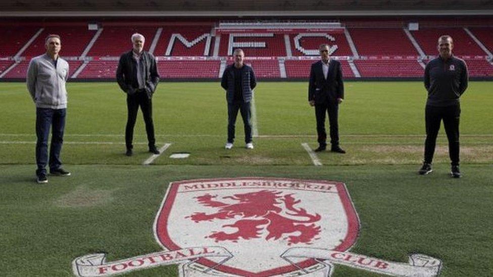 Former Boro players at vaccination hub