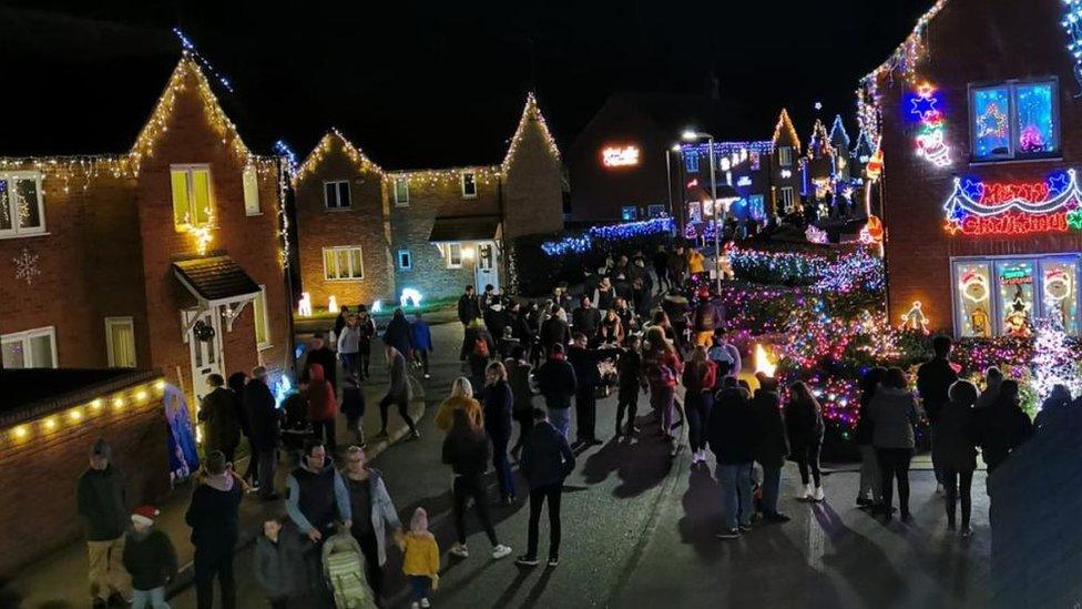 Christmas lights on Hollow Wood Road in Burton Latimer