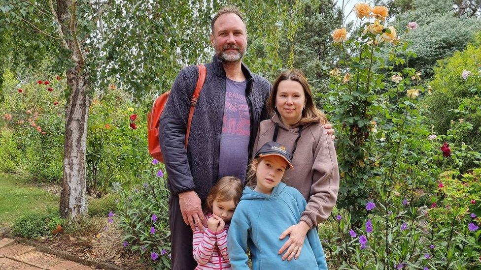 Volodymyr and Regina with their children in Nannup, Australia