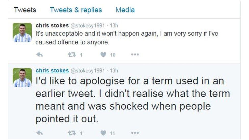 Chris Stokes apologetic tweets