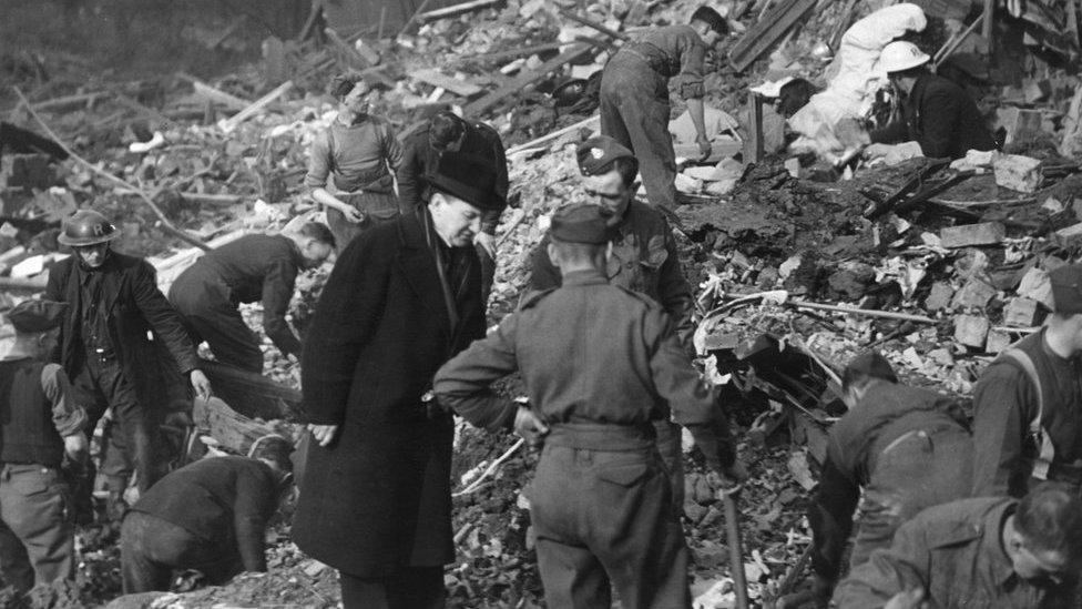 Bomb damage in Bean Street, Hull