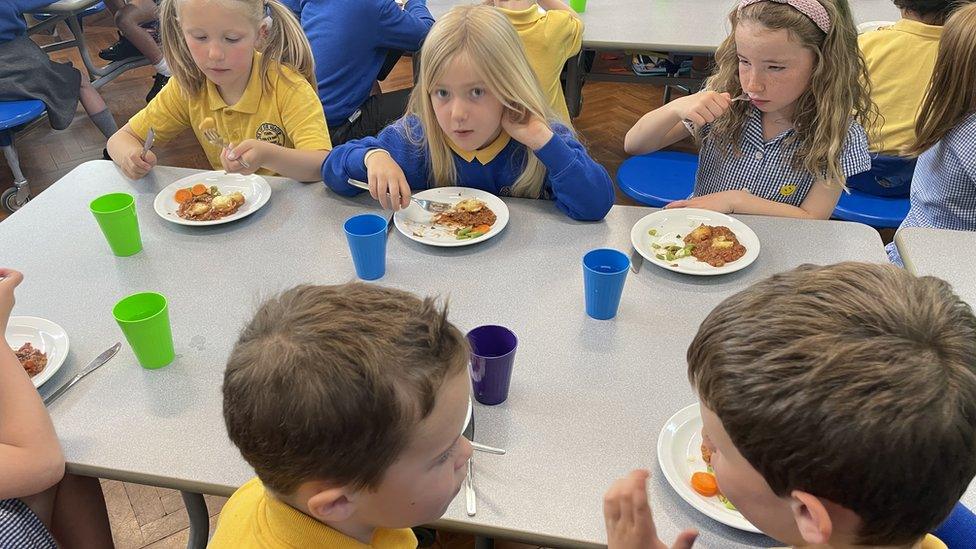 Children eating at school