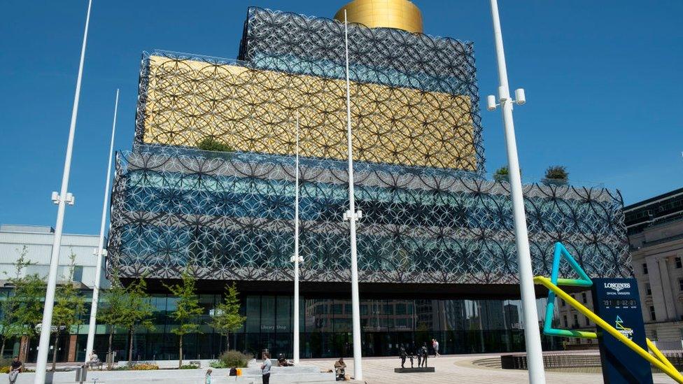 Library of Birmingham with Commonwealth Games countdown clock