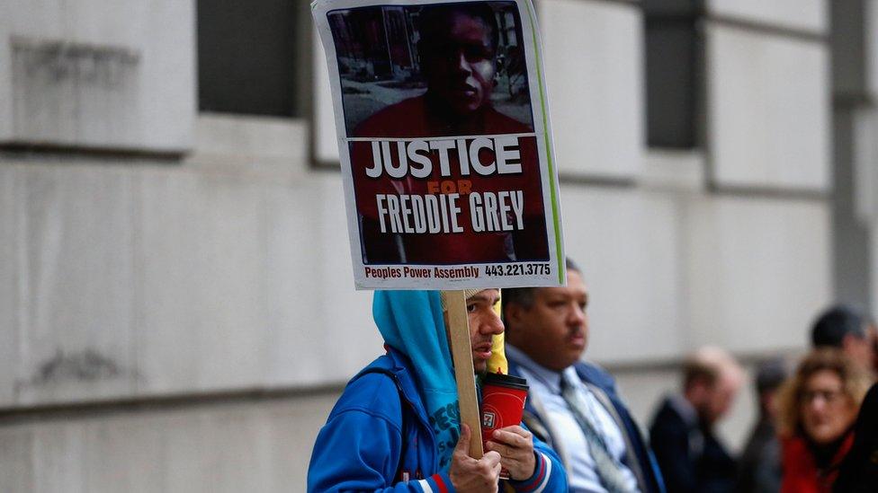 Protestor outside of the Freddie Gray trial