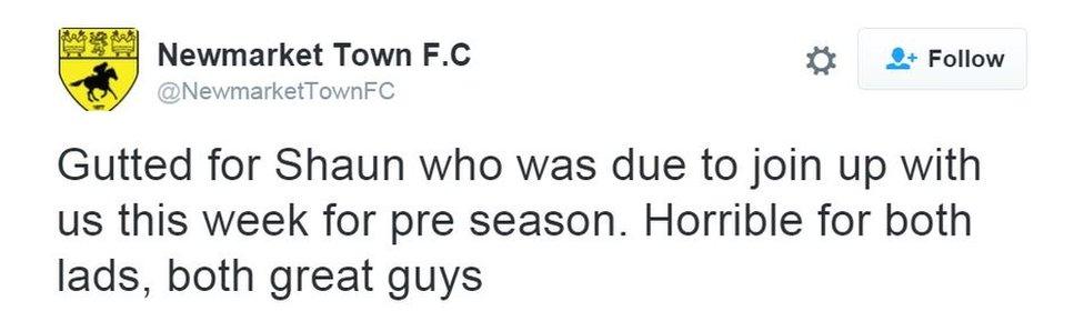 Tweet from Newmarket Town FC