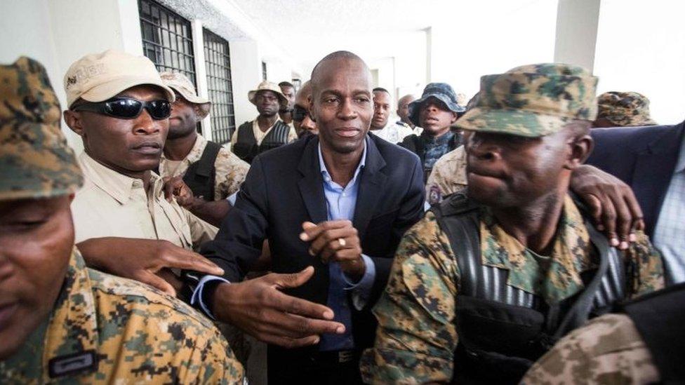 Haiti"s President-elect Jovenel Moise returns from the Cabinet d"instruction to the Public Prosecutor"s Office in Port-au-Prince on January 25, 2017