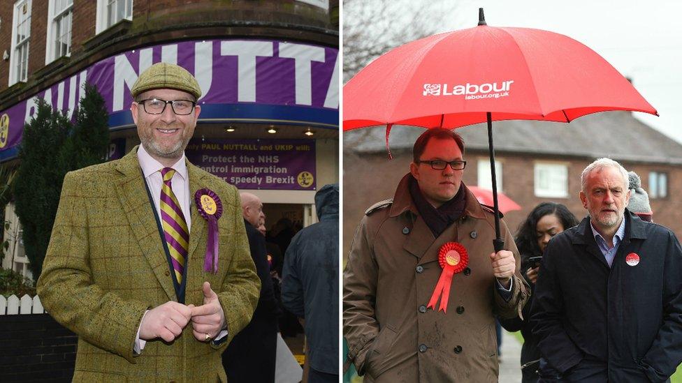 Paul Nuttall, Gareth Snell and Jeremy Corbyn