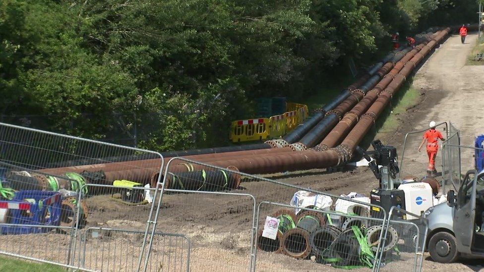 Pipes near a pipe leak in Lancashire