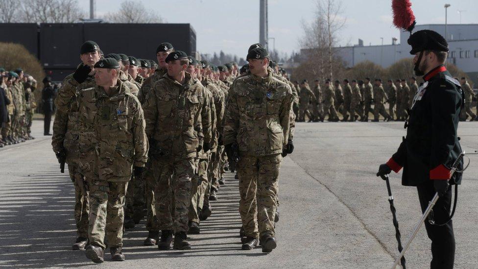 British soldiers at the NATO base in Tapa, Estonia