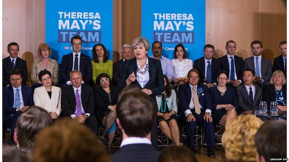 Theresa May at an 2017 election rally