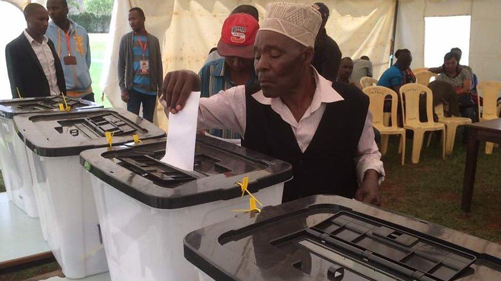 Man voting in primary election