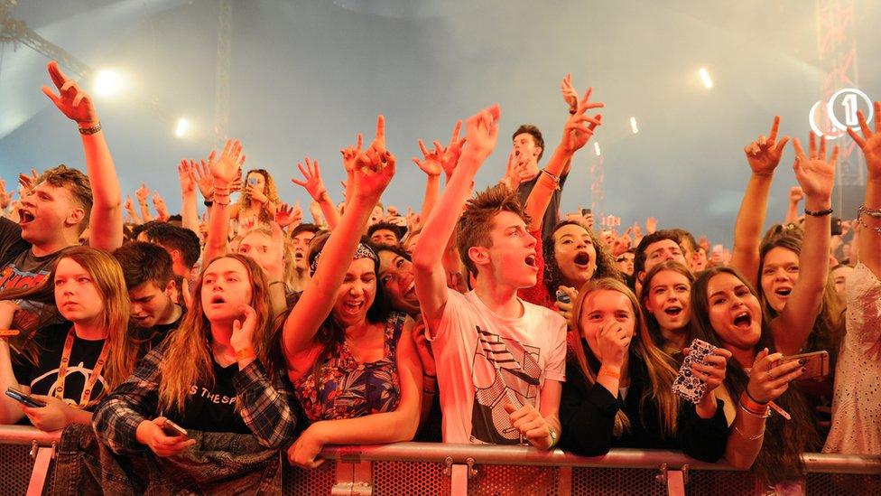 Crowd cheering Stormzy