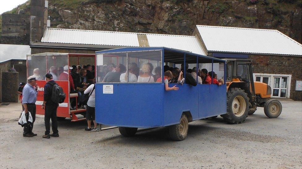 "Toastracks" used on Sark to ferry people up and down Harbour Hill