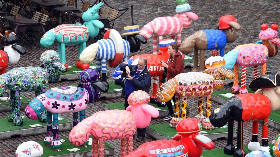 120 Shaun the Sheep sculptures on display at Covent Garden, London