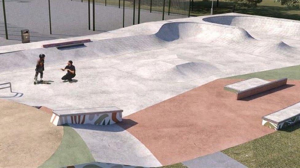 Artist impression of skatepark