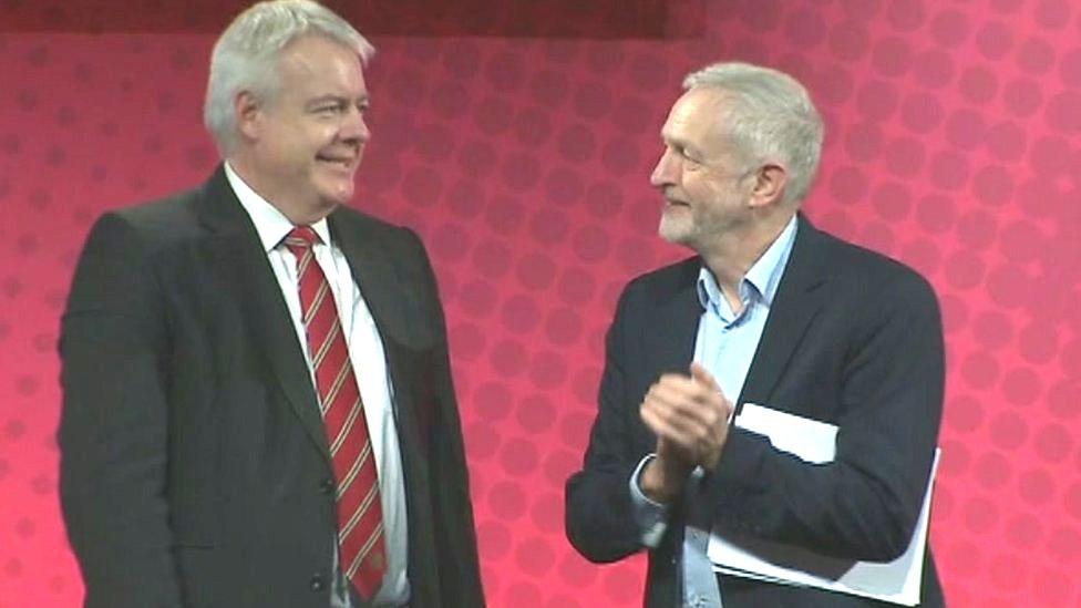 Carwyn Jones and Jeremy Corbyn after Mr Corbyn's speech