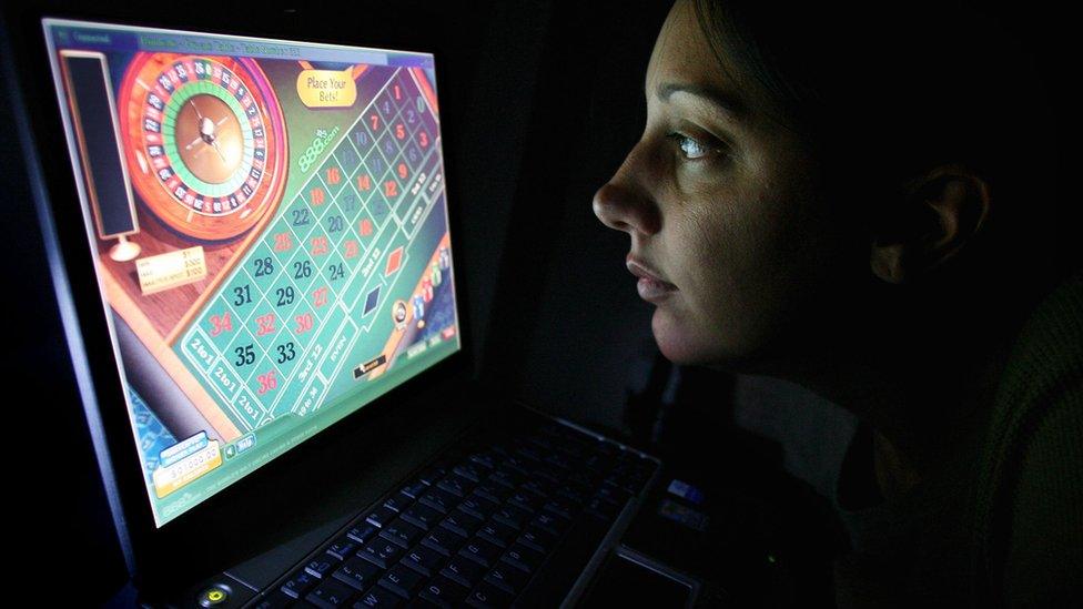 Woman gambling online