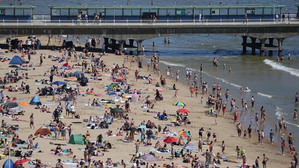 A beach in Bournemouth in Dorset